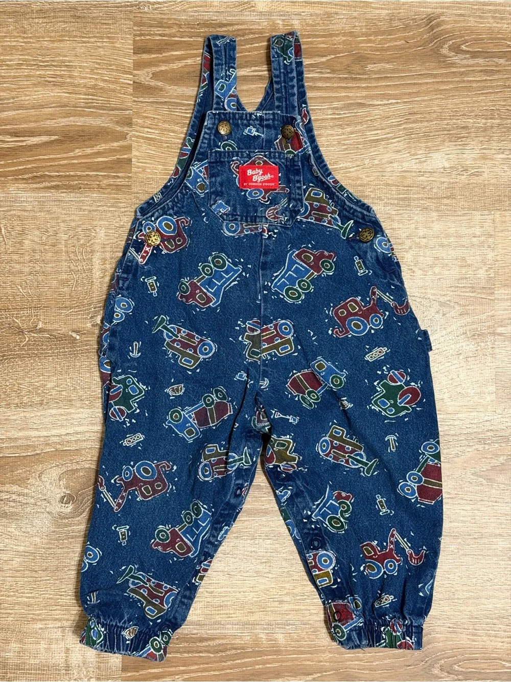 Vintage 80’s/90’s OshKosh B’gosh Construction Print Vestbak Overalls 24M